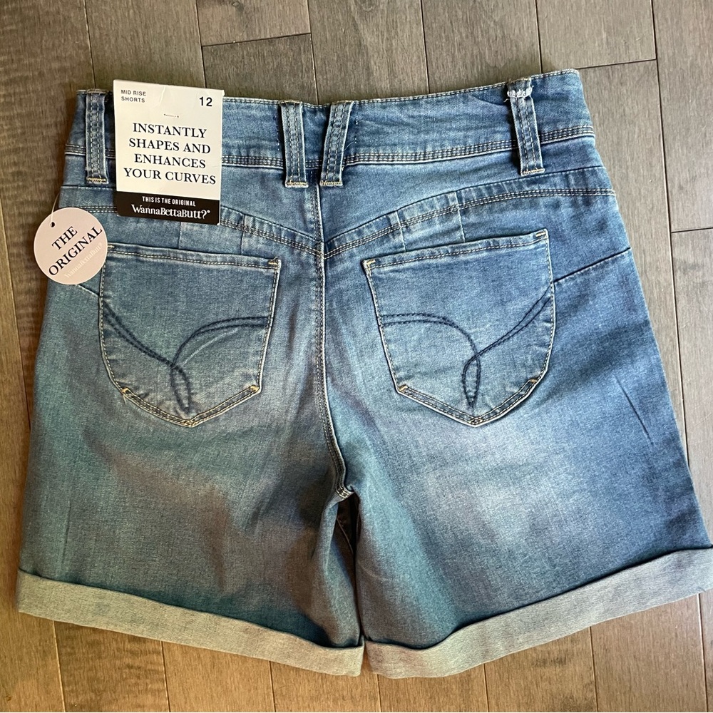 NWT: “WannaBettaButt” Jean shorts; tags say 12 but fit more like a size 8